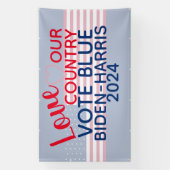 Liefs Ons Land Stemming Blauw Biden-Harris 2024 Spandoek (Verticaal)