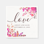 Liefs. Waterverf roze bloementuin script bruiloft Servet (Voorkant)