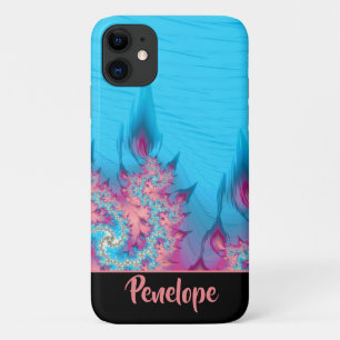 Liefste Coral Reef Fractal Ocean Abstract met naam iPhone 11 Hoesje