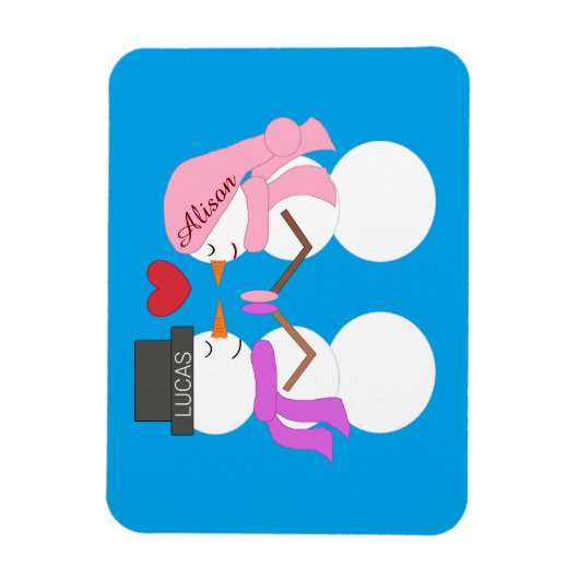 Liefste sneeuwmensen verliefd: blauw-groen magneet (Verticaal)