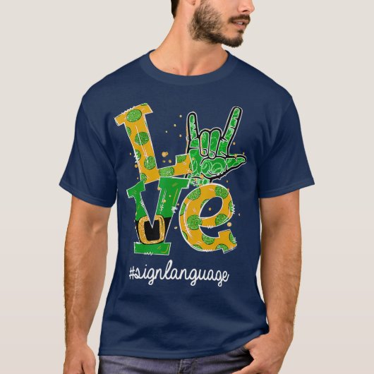 LIEFT I Love You Sign Language ASL St Patricks T-shirt (Voorkant)