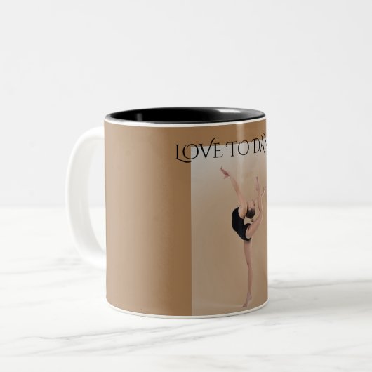 'LIEFT TOT DANCE' twee mok met gebitte koffie. (Voorkant links)