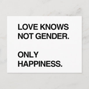 LIEFT WEET NIET GENDER. ALLEEN HAPPINESS BRIEFKAART