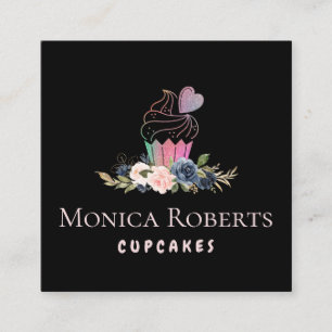 lieftallige florale glitter op maat vierkante visitekaartje