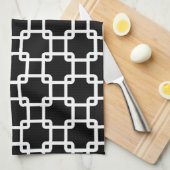 Lien Carré noir Motif Serviette de cuisine (Quart Plié)
