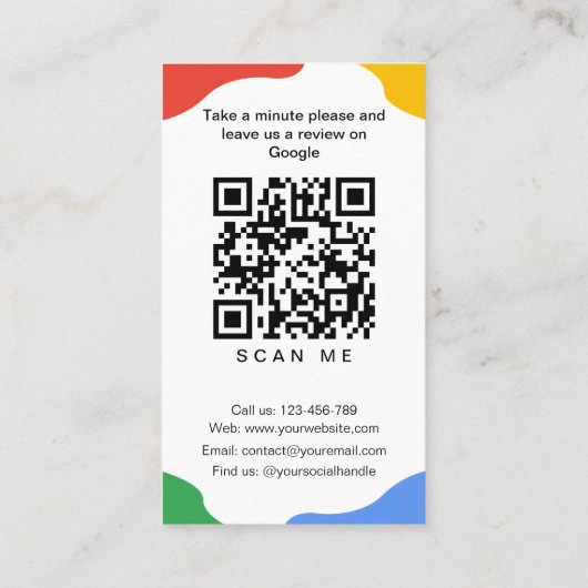 Lien de code QR Carte de visite Google Review (Dos)