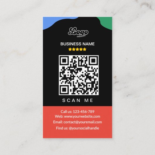 Lien de code QR Noir Google Carte de visite d'éval (Dos)