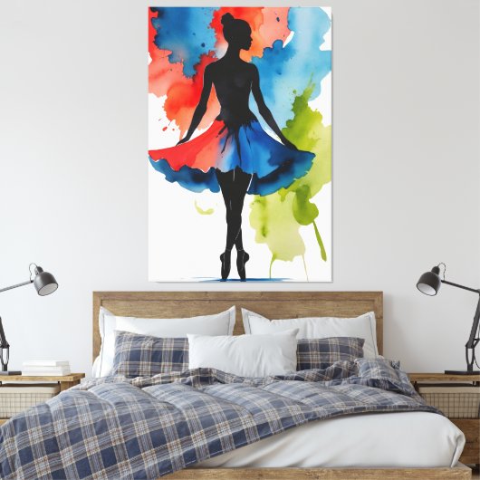 lienzo Bailarina arte abstracto en acuarela Canvas Afdruk (Insitu (Slaapkamer))