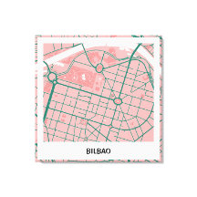 Lienzo mapa minimalista Bilbao - Rosa-Verde