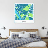 Lienzo mapa minimalista Sevilla - Azul-Verde Canvas Afdruk (Insitu (Slaapkamer))
