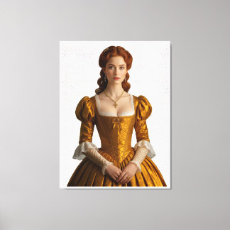 Lienzo Sumérgete en la elegancia vestido dorado Canvas Afdruk