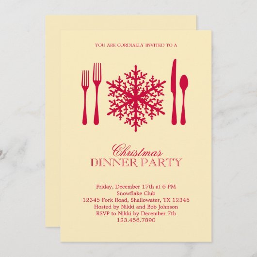 Lieu Cadre Noël Dîner Invitation (Devant / Derrière)