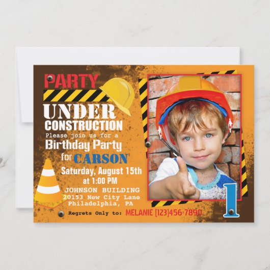 Lieu de construction Invitation de fête d'annivers (Devant)