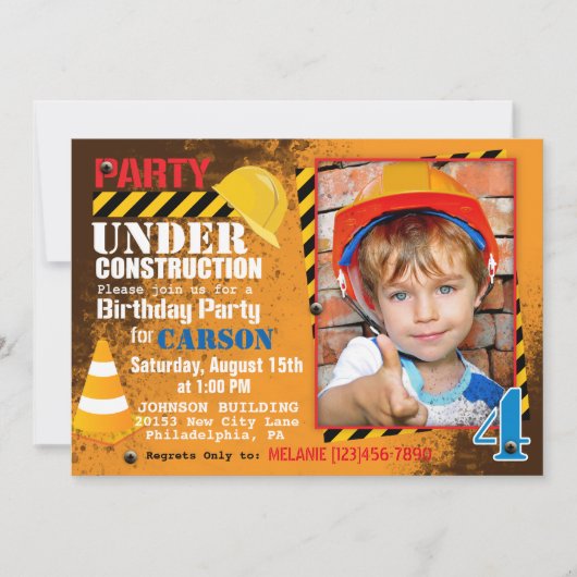 Lieu de construction Invitation de fête d'annivers (Devant)