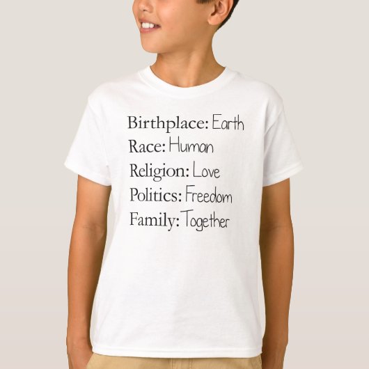 Lieu de naissance : La terre, T-shirt (Devant)