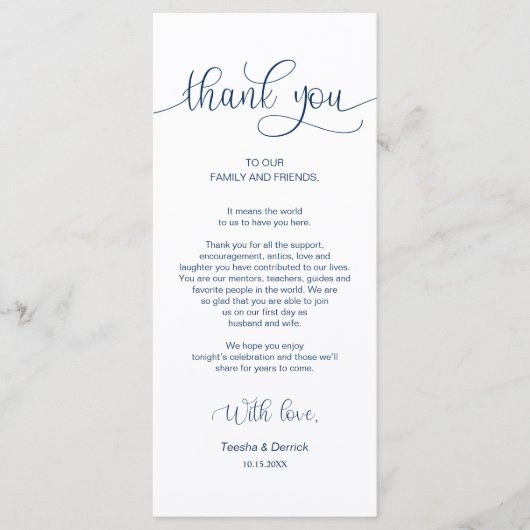 Lieu de réception Cadre Merci, Cartes Bleues Marin (Devant)