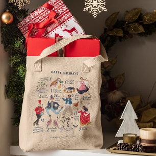 Lieve 12 dagen van Kerstmis Klassieke Illustratie Tote Bag
