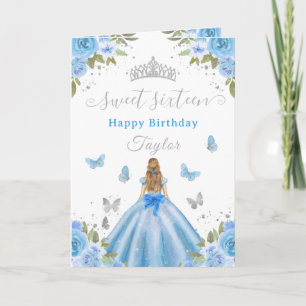 Lieve 16 blauwe prinses blonde meisje kaart