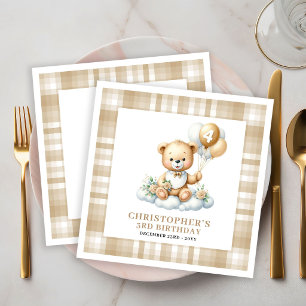 Lieve 4e Verjaardag Teddybeer Gouden Servetten
