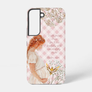 Lieve aanstaande moeder met geruite gouden duif samsung galaxy hoesje