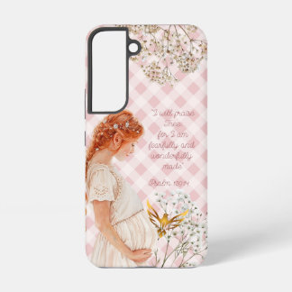 Lieve aanstaande moeder met geruite gouden duif samsung galaxy hoesje