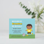 Lieve Afro-Amerikaanse Jongen Voetbal Verjaardagsf Kaart (Staand voorkant)