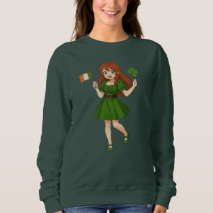 Lieve anime roodharige St. Patrick's Day Trui