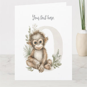 Lieve aquarel baby dier alfabet Orang-oetan Bedankkaart
