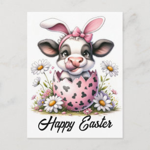 Lieve aquarel Paas koe in ei  Briefkaart