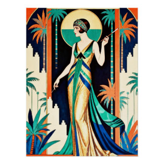 Lieve Art Deco glamoureuze poster. Perfect Poster