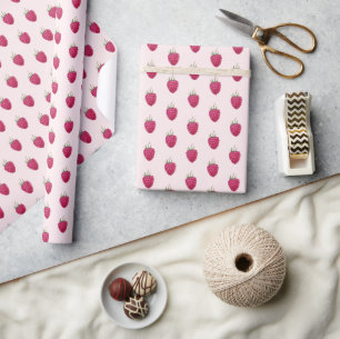 Lieve Artistieke Aquarel Framboos Patroon Cadeaupapier