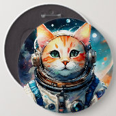 Lieve Astronaut Kat Ronde Button 6,0 Cm (Voorkant /achterkant)