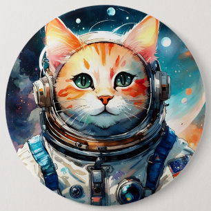 Lieve Astronaut Kat Ronde Button 6,0 Cm