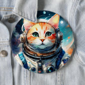 Lieve Astronaut Kat Ronde Button 6,0 Cm (In situ)