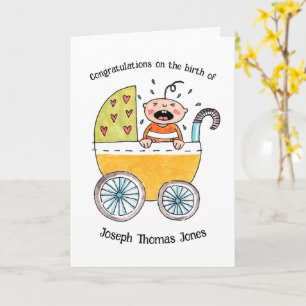 Lieve baby in wandelwagen Gefeliciteerd met de geb Kaart