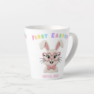 Lieve Baby Meisje Jongen Eerste Pasen Konijn Naam Latte Mok