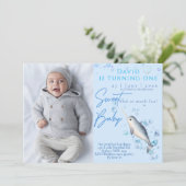 Lieve baby Narwhal 1-jarig feest Kaart (Staand voorkant)