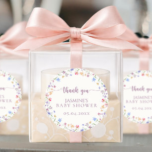 Lieve Baby Shower Dankbetuiging Wilde Bloem Gesche Ronde Sticker