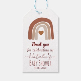 Lieve baby shower van de regenboog bedankt pastel cadeaulabel
