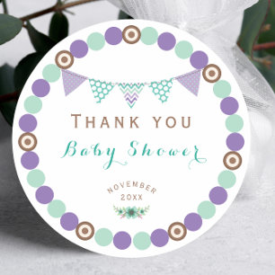 Lieve Baby Shower Vlaggenlijn Bedankt Ronde Sticker