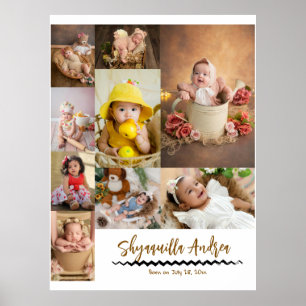 lieve babyfoto - 9 foto's & tekst gepersonaliseerd poster