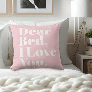 Lieve Bed, ik hou van je roze Kussen