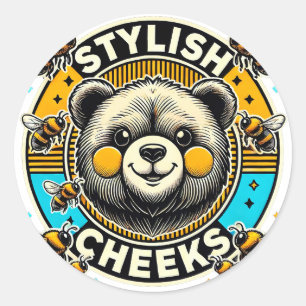 Lieve Beer Met Gele Wangen Ronde Sticker