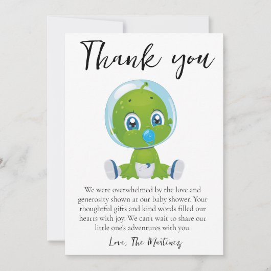 lieve bericht babyshower bedankkaartjes kaart (Voorkant)