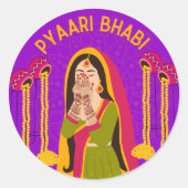 Lieve Bhabi Desi Bruiloft Mehndi-ontwerp Ronde Sticker (Voorkant)