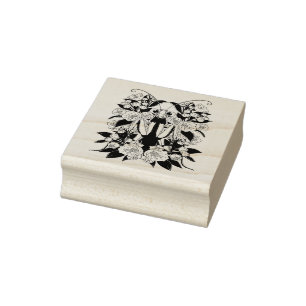 Lieve bidsprinkhaan en berglaurier rubberstempel