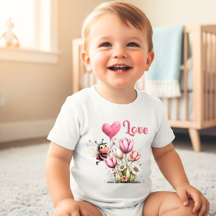 Lieve Bij Liefde Hart Ballon Lente Bloemen Romper