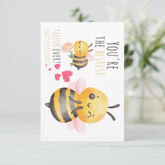 Lieve Bij-Thema Bedankkaart voor Leraren – Grappig (Staand voorkant)