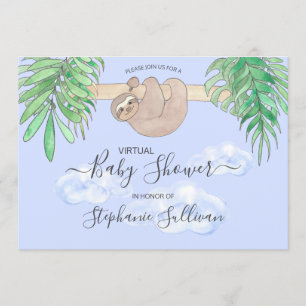 Lieve Blauwe Baby Jongen Luiaard Virtuele Baby Sho Kaart