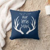 Lieve Blauwe Babyjongen Onze Kleine Man Aankondigi Kussen (Deken)